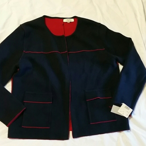 Cristina Paris blue & red open cardigan sz XL NWT - Picture 3 of 4
